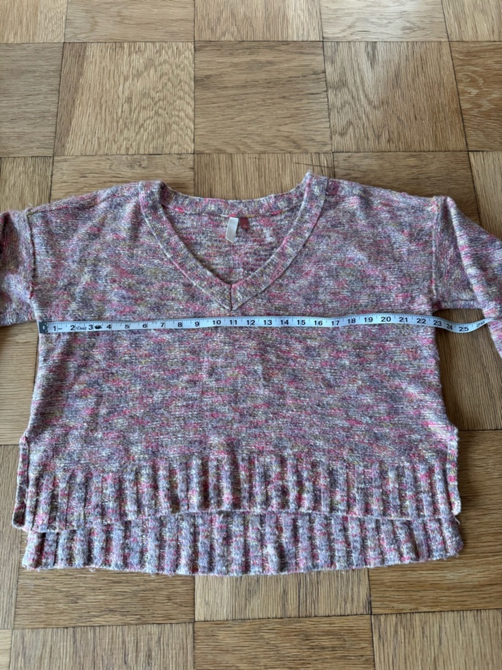 Pilcro Anthropologie Deep V Knit Sweater Chunky Multi Colored Pastel Small - Picture 7 of 9